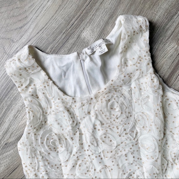 Knitworks Formal Gold Sequined Dress Size Girls 12 - Picture 2 of 8